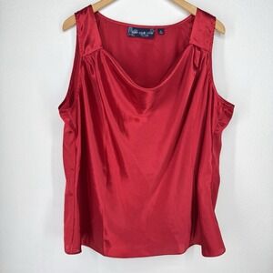 Susan Graver‎ Satin Tank Top Womens Size 1X Red Going Out Holiday Party Layering